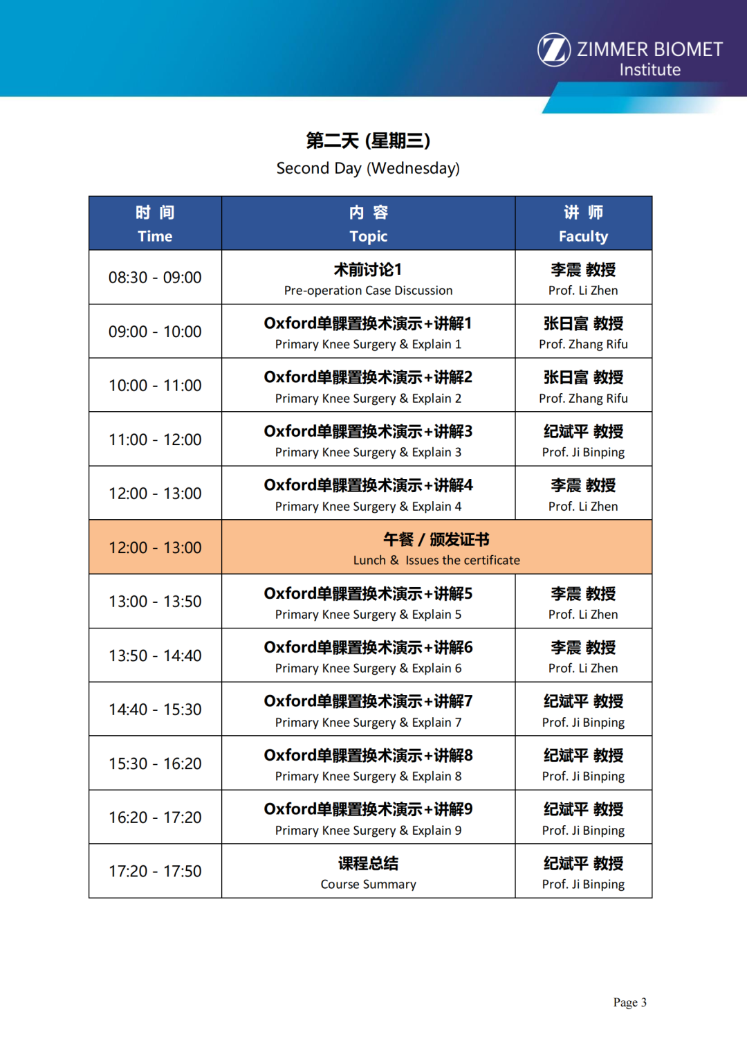 Oxford(牛津)单髁置换手术观摩高级培训班